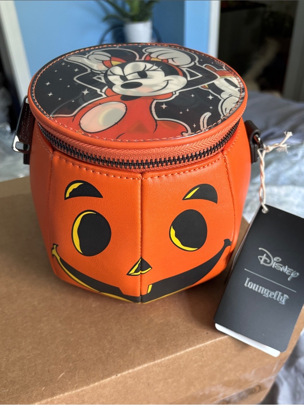 Loungefly Disney Mickey Minnie Mouse Pumpkin Bag Glows in Dark